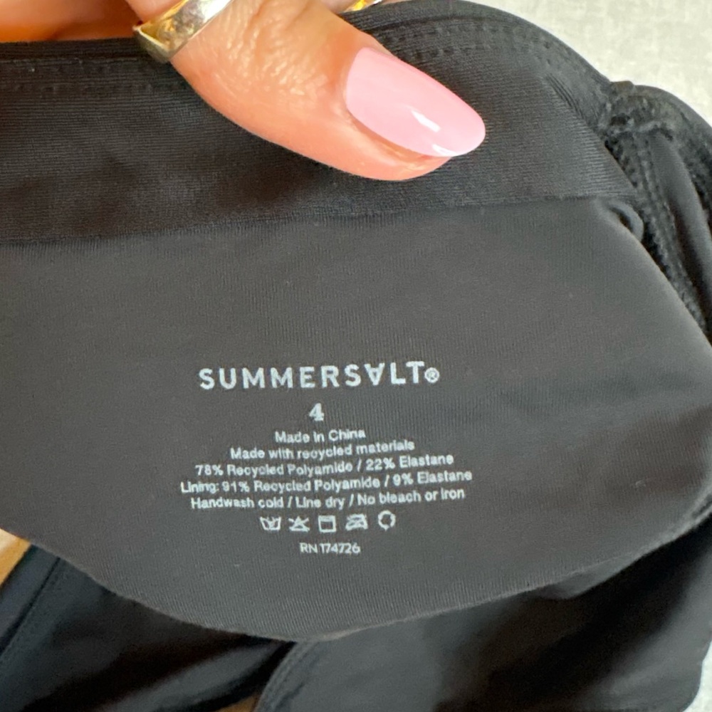 summersalt The Ruched Backflip Black Deep V One-Piece Swimsuit Size 4 - Picture 6 of 6